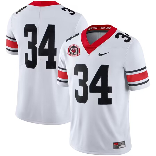 Men's Georgia Bulldogs #34 Herschel Walker White 1980 National Champions 40th Anniversary Limited Football Stitched Jersey Men's Georgia Bulldogs #34 Herschel Walker White 1980 National Champions 40th Anniversary Limited Football Stitched Jersey